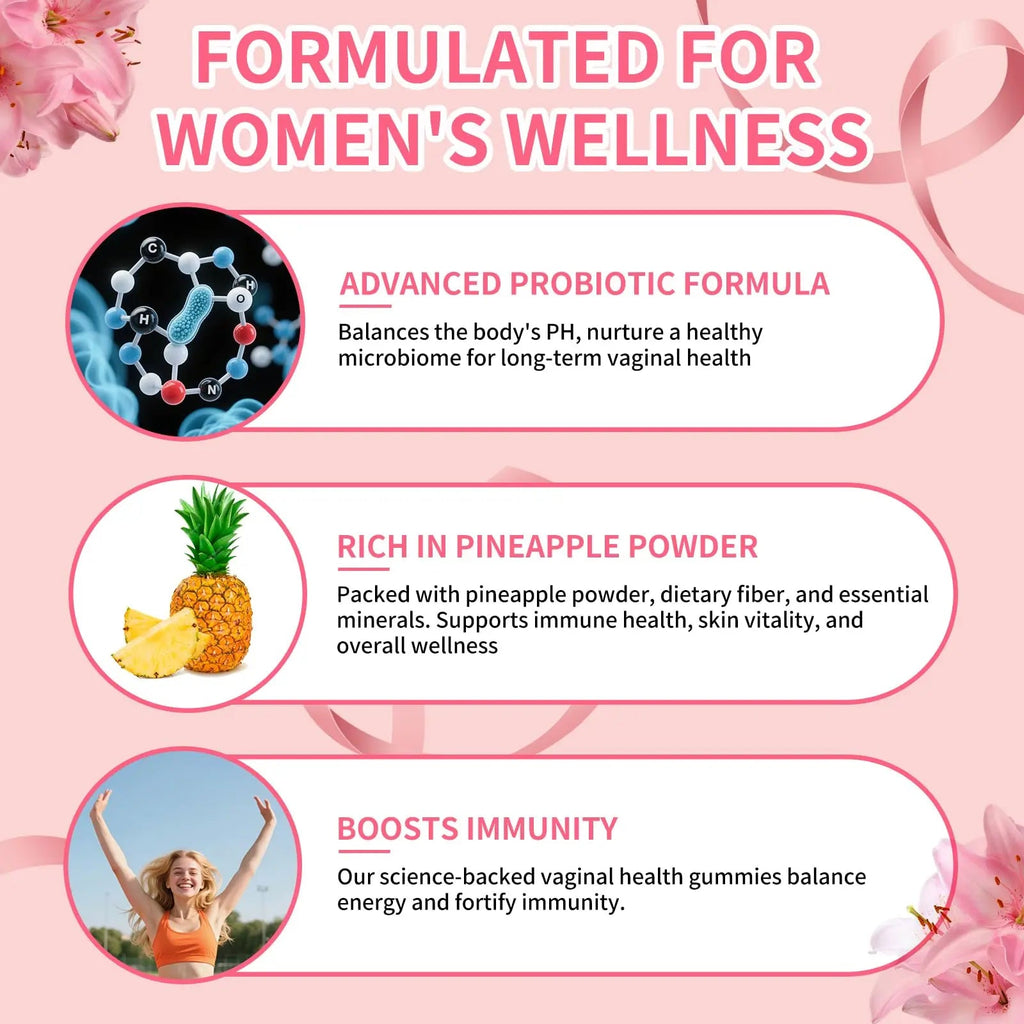 4 BIRDIES GOLF Premium Feminine Balance Gummies for Women's Health, Hawaiian Pineapple Gummies for Women Vaginal Probiotic & pH Balance Support - Vegan - Healthy Odor - Gluten-Free - 60 Count - TrustMedUSA