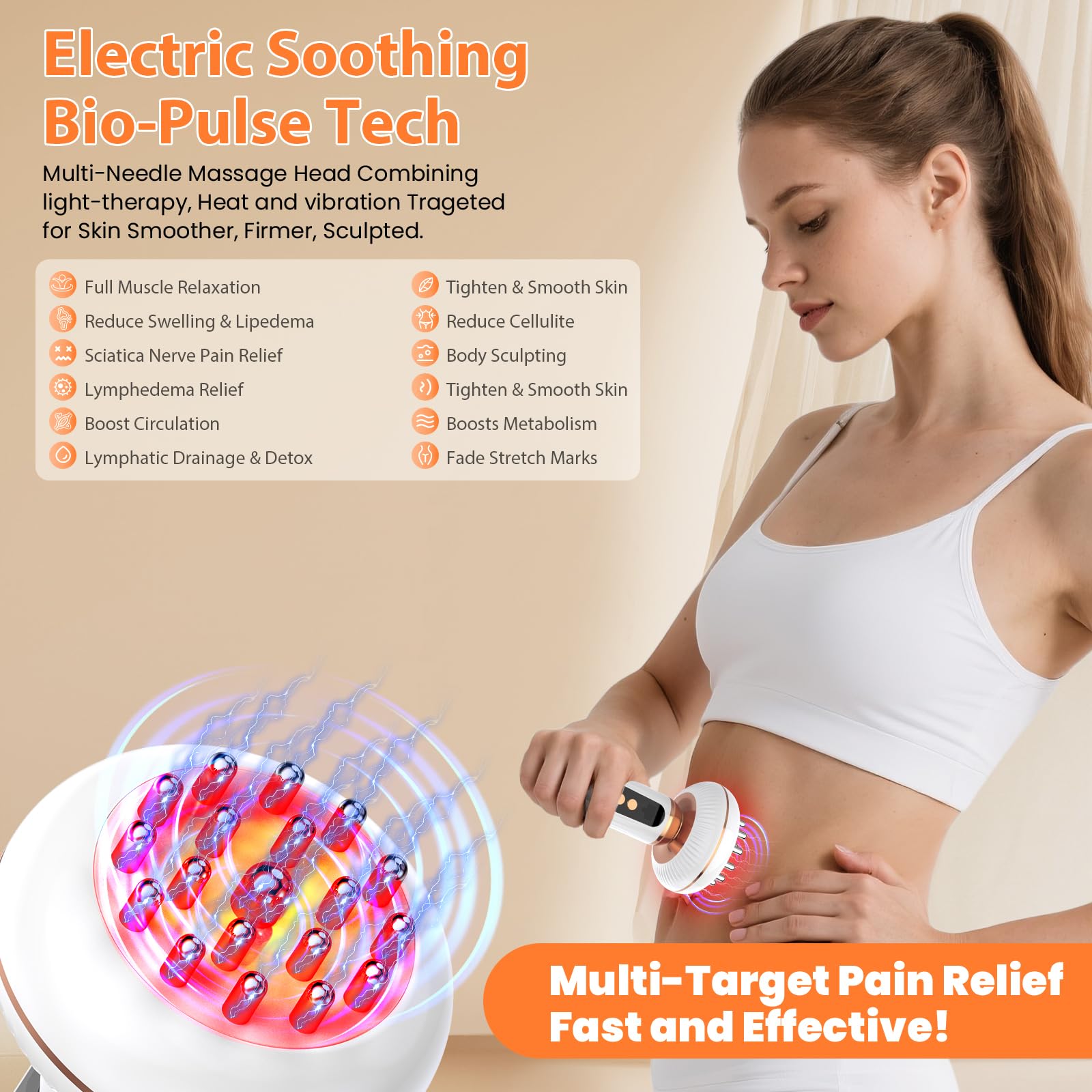 4-in-1 Body Sculpting Machine - Lymphatic Drainage Massager - Anit Cellulite Massage Tool Help Reduce Stretch Marks & Cellulite & Fat, Pain Relife Devices for Body (Belly, Legs, Arms, Butt, Low Back) - Maple Wellness Supplements