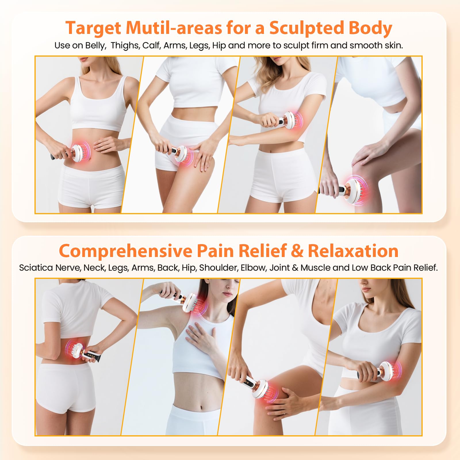 4-in-1 Body Sculpting Machine - Lymphatic Drainage Massager - Anit Cellulite Massage Tool Help Reduce Stretch Marks & Cellulite & Fat, Pain Relife Devices for Body (Belly, Legs, Arms, Butt, Low Back) - Maple Wellness Supplements