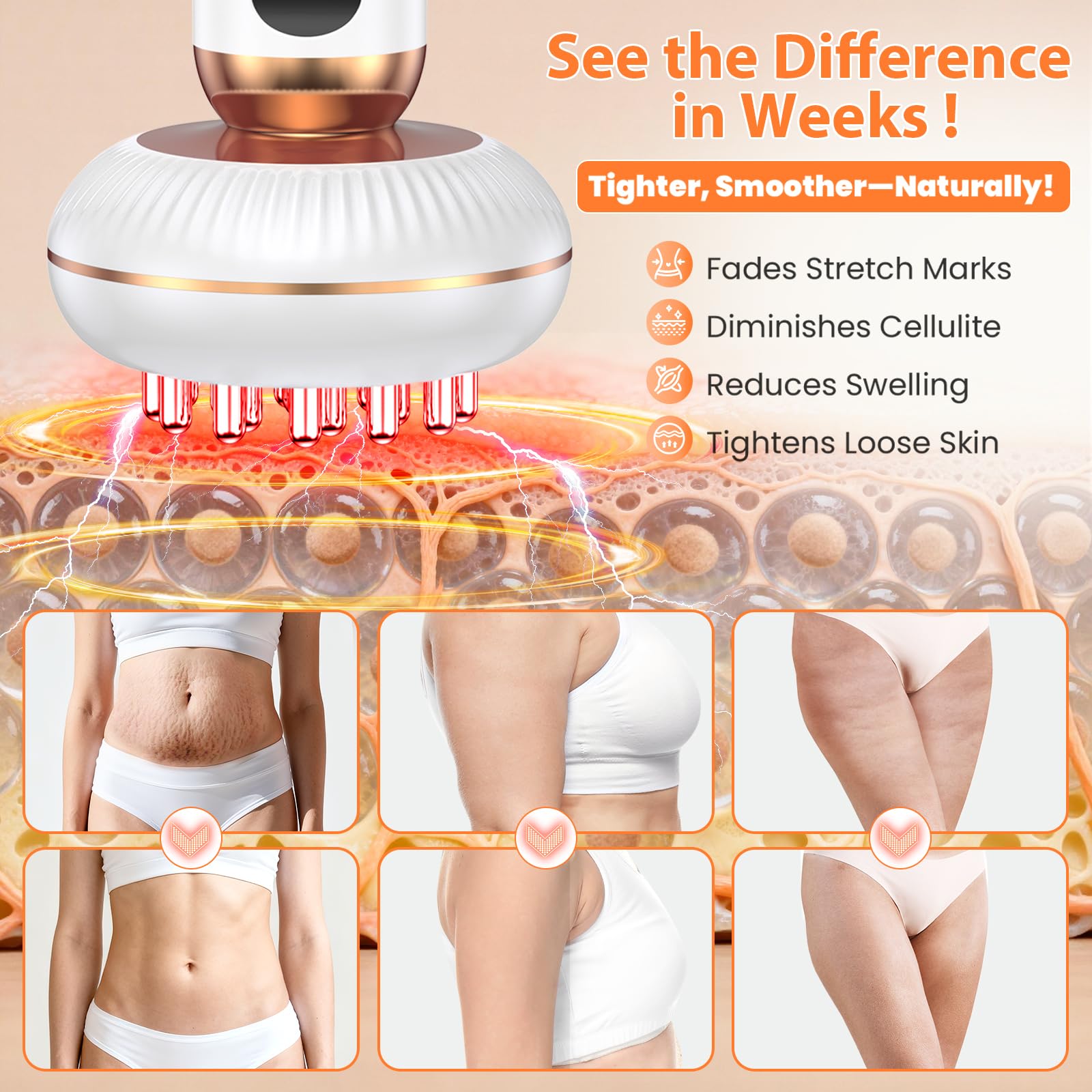 4-in-1 Body Sculpting Machine - Lymphatic Drainage Massager - Anit Cellulite Massage Tool Help Reduce Stretch Marks & Cellulite & Fat, Pain Relife Devices for Body (Belly, Legs, Arms, Butt, Low Back) - Maple Wellness Supplements
