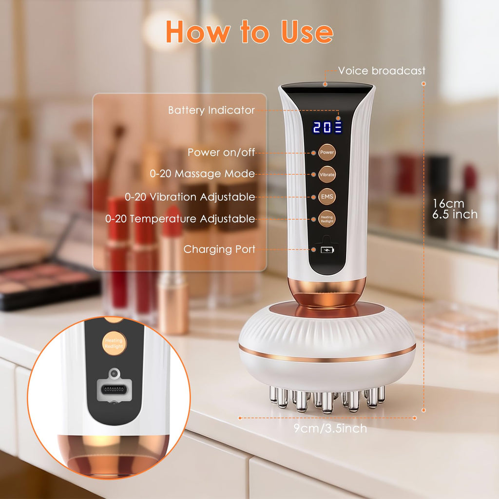 4-in-1 Body Sculpting Machine - Lymphatic Drainage Massager - Anit Cellulite Massage Tool Help Reduce Stretch Marks & Cellulite & Fat, Pain Relife Devices for Body (Belly, Legs, Arms, Butt, Low Back) - Maple Wellness Supplements