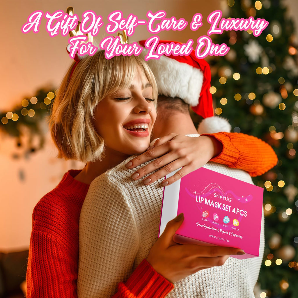 4 Pack Lip Mask Set, Hydrating Lip Mask Overnight - Berry, Grape, Mint, Vanilla Flavors, Lip Sleeping Mask Nourish Lip Balm with Vitamin C & Shea Butter | Dry Lips Care Gift - TrustMedUSA