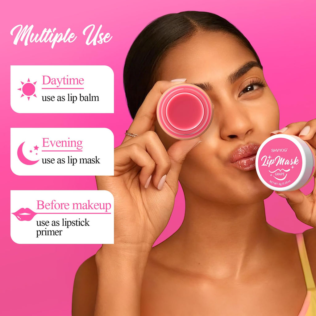 4 Pack Lip Mask Set, Hydrating Lip Mask Overnight - Berry, Grape, Mint, Vanilla Flavors, Lip Sleeping Mask Nourish Lip Balm with Vitamin C & Shea Butter | Dry Lips Care Gift - TrustMedUSA