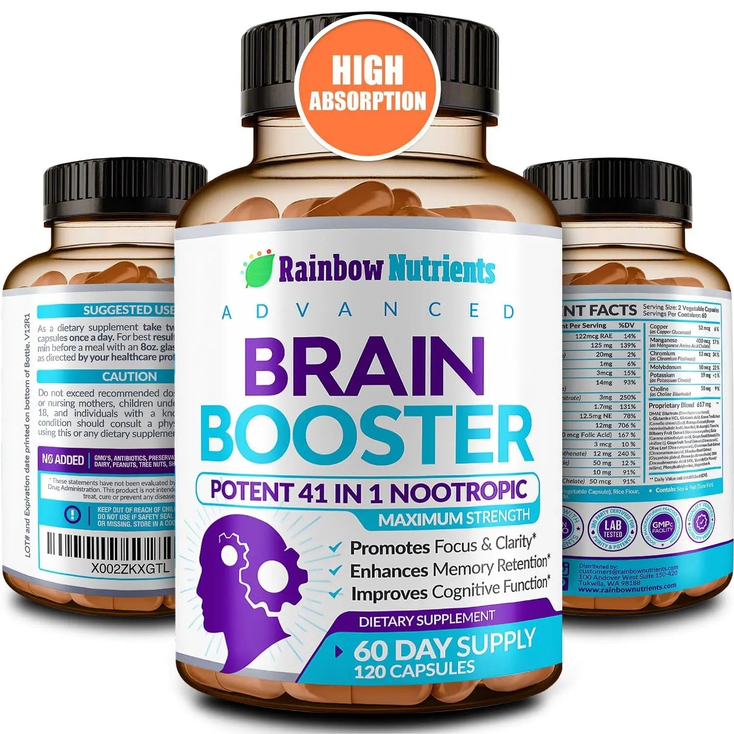 40-in-1 Brain Booster Supplements for Memory, Focus, Clarity, Energy, Performance - TrustMedUSA