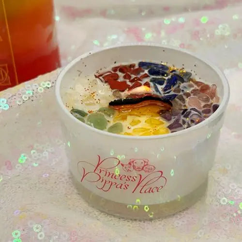 Princess Pippa's Place Healing Candles with Crystals Inside- Natural Soy Wax 7 Stones Crystal Candle Jar Msupps.com Au supplements