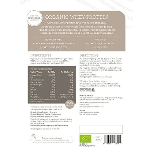 The Organic Protein Co. - Madagascan Vanilla Organic Whey Protein Powder The Organic Protein Company Au supplements