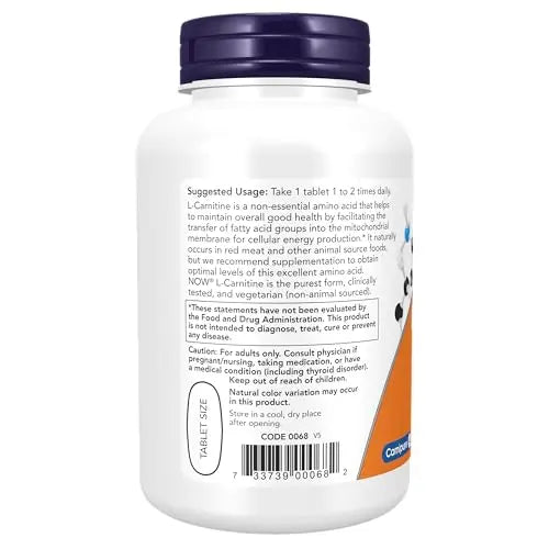NOW Supplements, L-Carnitine 1,000 mg, Purest Form, Amino Acid, Fitness Support NOW Au supplements