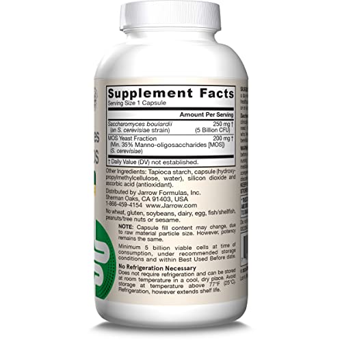 Jarrow Formulas Saccharomyces Boulardii + MOS Probiotics for Digestive Health and Intestinal Tract Support - 5 Billion CFU Per Serving - 90 Delayed Release Caps