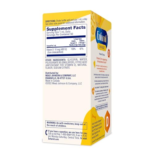 Enfamil Baby Vitamin D-Vi-Sol Liquid Supplement Drops for Infants, Supporting Strong Teeth & Bones in Newborn Babies, Easy-to-Use