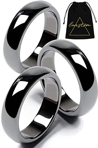 Genuine Magnetic Hematite Rings, 3 Rings in Each Order, Black Hematite Ring LUXSTRA Au supplements
