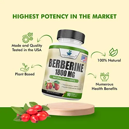 Berberine 1800mg Per Serving, Berberine Supplement, Berberine HCL, Berberine Pills American Standard Supplements Au supplements