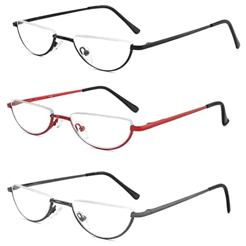 Yiwaeye 3 Pack Half Moon Reading Glasses Anti Blue Light UV, Half Frame Semi Lens Slim Yiwaeye Au supplements