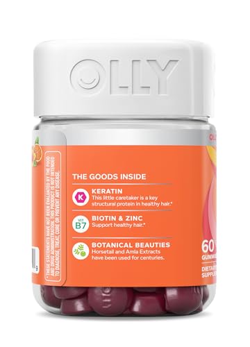 OLLY Heavenly Hair Gummy, Supports Healthy Hair, Keratin, Biotin, AMLA, Chewable Supplement, 30 Day Supply - 60 Count