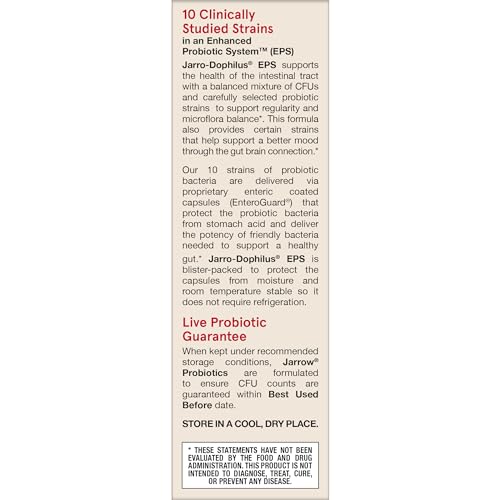 Jarrow Formulas Jarro-Dophilus EPS Advanced, 55 Billion CFU Probiotics, Digestive Support for Adults, 30 Probiotic Supplement Veggie Capsules, Up to 30 Day Supply Jarrow Formulas Au supplements
