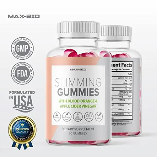 (Official 2 Pack) Slimming Gummies It Works with Apple Cider Vinegar and Sicilian Blood Orange Extract Max-Bio Au supplements