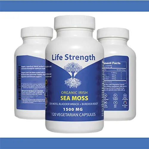 Life Strength Organic Sea Moss 120 CT Wildcrafted Irish Sea Moss and Bladderwrack Burdock Life Strength Au supplements
