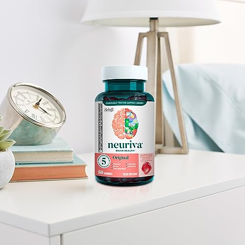 NEURIVA Original Brain Supplement for Memory, Focus & Concentration + Learning & Accuracy with Clinically Tested Nootropics Phosphatidylserine and Neurofactor, Strawberry Flavor, 50 Gummies NEURIVA Au supplements