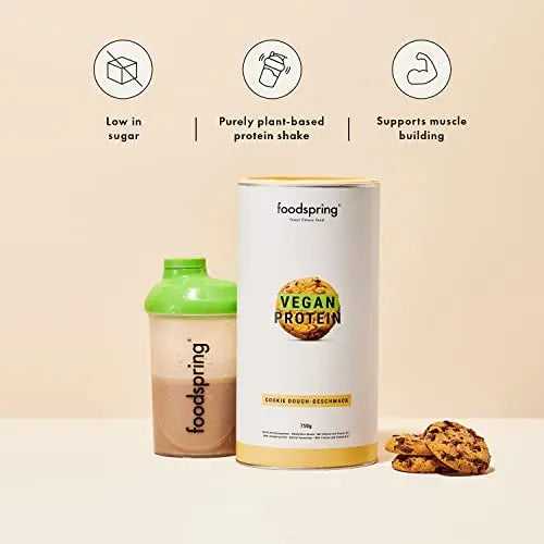 foodspring Vegan Protein Cookie Dough - 21g Protein per Shake to Build Muscle, B12, B6, folic Acid foodspring Au supplements