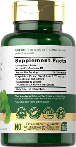 Carlyle Ginkgo Biloba 3000mg | 400 Tablets | Non-GMO, Gluten Free Carlyle Au supplements