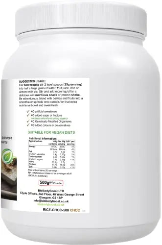 RicePro |Chocolate | Brown Rice Protein Powder with Added Herbals | Chicory Root Extract, Biobodyboost Au supplements
