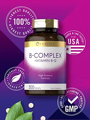 Carlyle B Complex Vitamin with B12 | 300 Tablets | High Potency Formula | Vegetarian Carlyle Au supplements