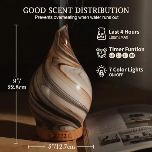 Porseme 100ml Glass Essential Oil Diffuser Aromatherapy Ultrasonic Cool Mist Humidifier 4 Running Hours Porseme Au supplements