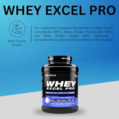 Out Angled Whey Excel Pro Whey Protein Powder Vanilla Flavour, 2kg, 66 Servings, High Protein Powder OUT ANGLED Au supplements