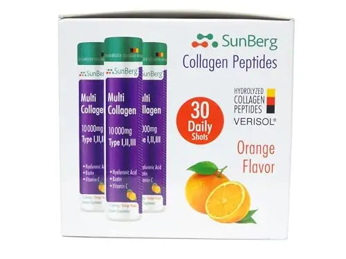 Sunberg Collagen Liquid Shots - 10000mg Collagen Supplement Type I,II,III Hyaluronic Acid Bodygenix Au supplements