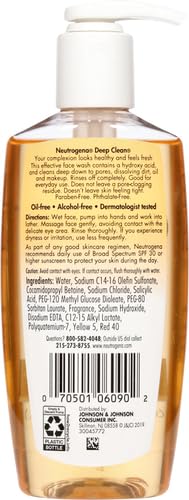 Neutrogena Deep Clean Daily Facial Cleanser with Beta Hydroxy Acid for Normal to Oily Skin, Alcohol-Free