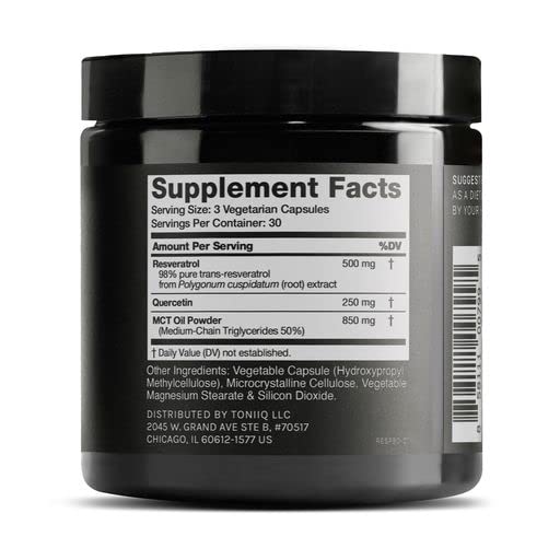Toniiq 1600mg Resveratrol Blend - Ultra High Purity and 3rd Party Tested - with MCT Oil for Added Bioavailability - Optimal NAD Supplement Toniiq Au supplements