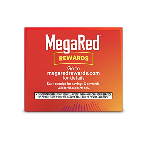 MegaRed Antarctic Krill Oil 500mg Omega 3 Fatty Acid Supplement, Extra Strength EPA & DHA Krill Oil Softgels (90cnt Box), Astaxanthin