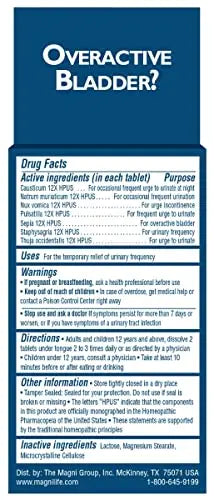 MagniLife Bladder Relief Tablets (125 Ct), Fast-Dissolving Homeopathic Support for Overactive Bladder, Leaks from Sneezing, Coughing or Movement, Daily Use Formula Safe for Men & Women MagniLife Au supplements