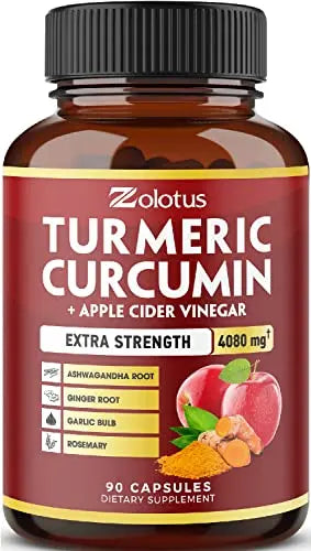 7 in 1 Turmeric Curcumin + Apple Cider Vinegar Capsules, Equivalent to 4080mg Zolotus Au supplements