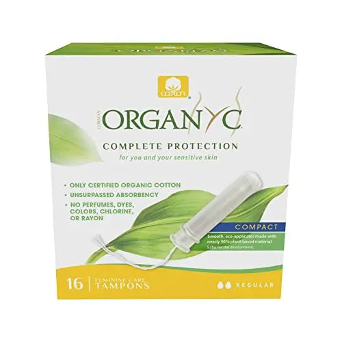 Organyc 100% Certified Organic Cotton Tampons, Plant-Based Eco-Applicator, Regular Flow, 16 Count Organyc Au supplements