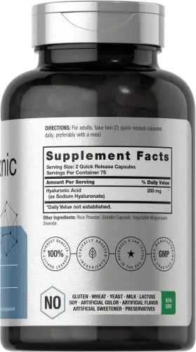 Hyaluronic Acid Supplement | 200 mg | 150 Capsules | Non-GMO and Gluten Free Supple Horbäach Au supplements