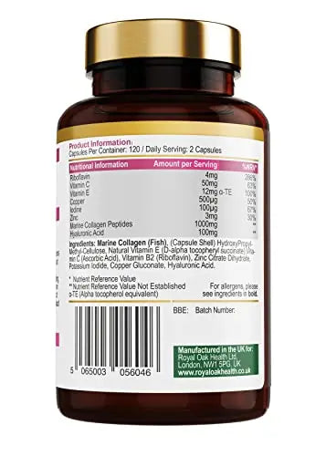 Marine Collagen Complex – 120 Hydrolyzed Fish Collagen Capsules – Enriched with Vitamin C Royal Oak Health Au supplements