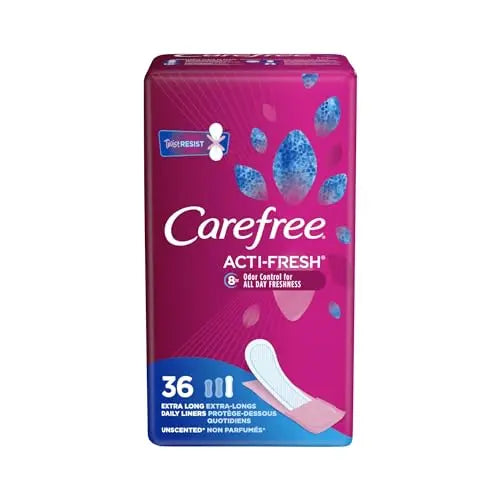 Carefree Liners Extra Long- Pantiliners for Women 36 Count (Pack of 3), Set with Feminine Flushable Msupps.com Au supplements