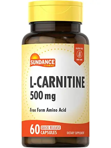 L-Carnitine 500mg | 60 Capsules | Free Form Amino Acid | Non-GMO and Gluten Free Sundance Au supplements