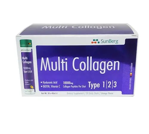Sunberg Collagen Liquid Shots - 10000mg Collagen Supplement Type I,II,III Hyaluronic Acid Bodygenix Au supplements