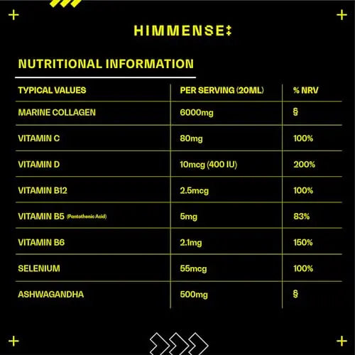 Hydrolysed Marine Liquid Collagen - 6000mg Type 1 Collagen Peptides enriched with 7 Vitamins Himmense Au supplements