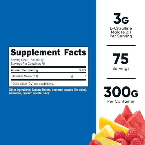 Nutricost L-Citrulline Malate 2:1 (300g) Fruit Punch - Workout Support, Muscle Performance Nutricost Au supplements