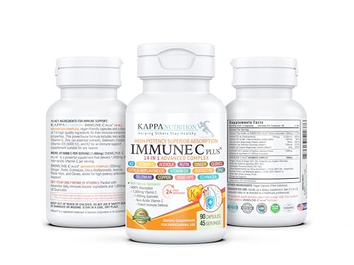 Quercetin 1,000mg, Vitamin C 1,000mg, Zinc 50mg, Vitamin D3 5,000iu, Selenium, Copper, Acerola, Ginger, Rutin, Bitter Orange, Rose Hips, Echinacea, Immune C Plus, 14 in 1 Immune C Plus (90 Count) KAPPA NUTRITION Au supplements