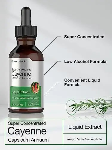 Cayenne Pepper Liquid Extract | 2 fl oz | Vegetarian, Non-GMO, Gluten Free Supplement Horbäach Au supplements