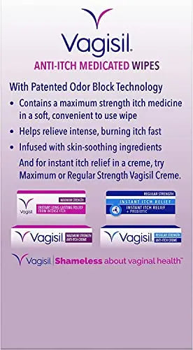 Vagisil Anti-Itch Medicated Wipes, Maximum Strength 12 ea (Pack of 9) Vagisil Au supplements