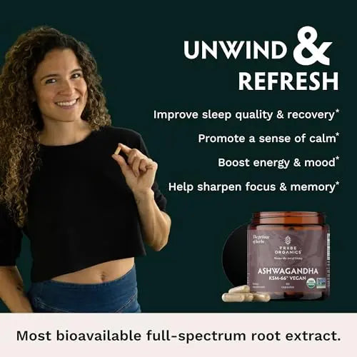 TRIBE ORGANICS Vegan Ashwagandha KSM 66 Pure Organic Root Powder Extract Ayurvedi TRIBE ORGANICS Au supplements