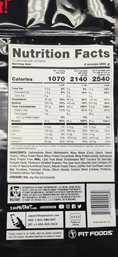 Mutant Mass Extreme Gainer Whey Protein Powder, Build Muscle Size & Strength with High-Density Clean Calories Mutant Au supplements