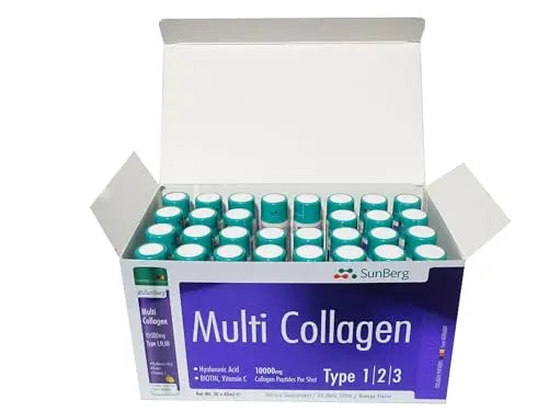 Sunberg Collagen Liquid Shots - 10000mg Collagen Supplement Type I,II,III Hyaluronic Acid Bodygenix Au supplements
