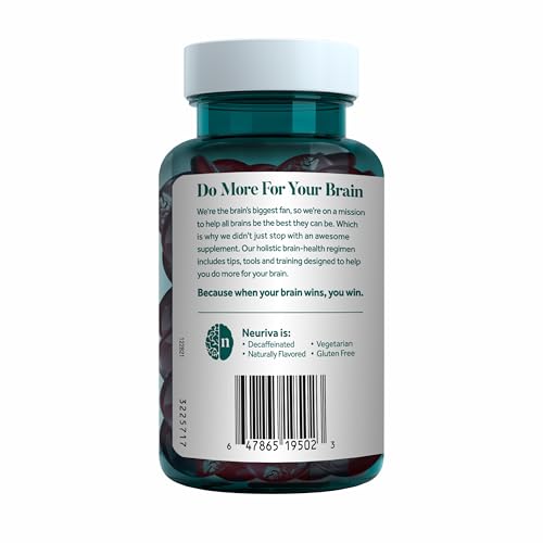 NEURIVA Plus Decaffeinated Nootropic Brain Supplement for Memory, Focus & Concentration & Cognitive Function, Clinically Tested NeuroFactor, Phosphatidylserine, Vitamins B6 B12,50ct Strawberry Gummies NEURIVA Au supplements