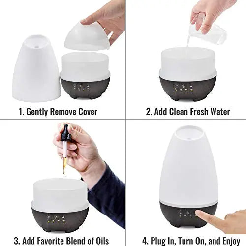 HealthSmart Essential Oil Diffuser, Cool Mist Humidifier and Aromatherapy Diffuser, FSA HSA Eligible with 500ML HealthSmart Au supplements