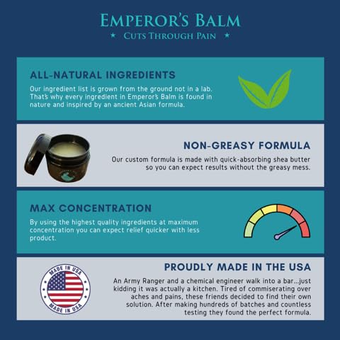 The Emperor's Balm Joint & Muscle Pain Relief Cream – Fast-Acting, Non-Greasy, Long-Lasting Natural Formula – Soothing Rub for Back, Shoulder, Neck & Whole Body - 2oz The Emperor's Balm Au supplements
